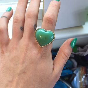 Teal stone heart ring